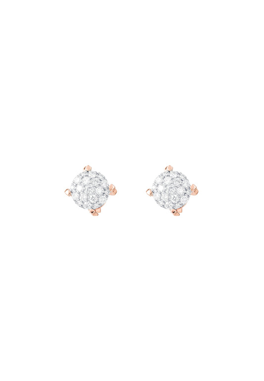 TOMEI Diamond Earrings, White+Rose Gold 750