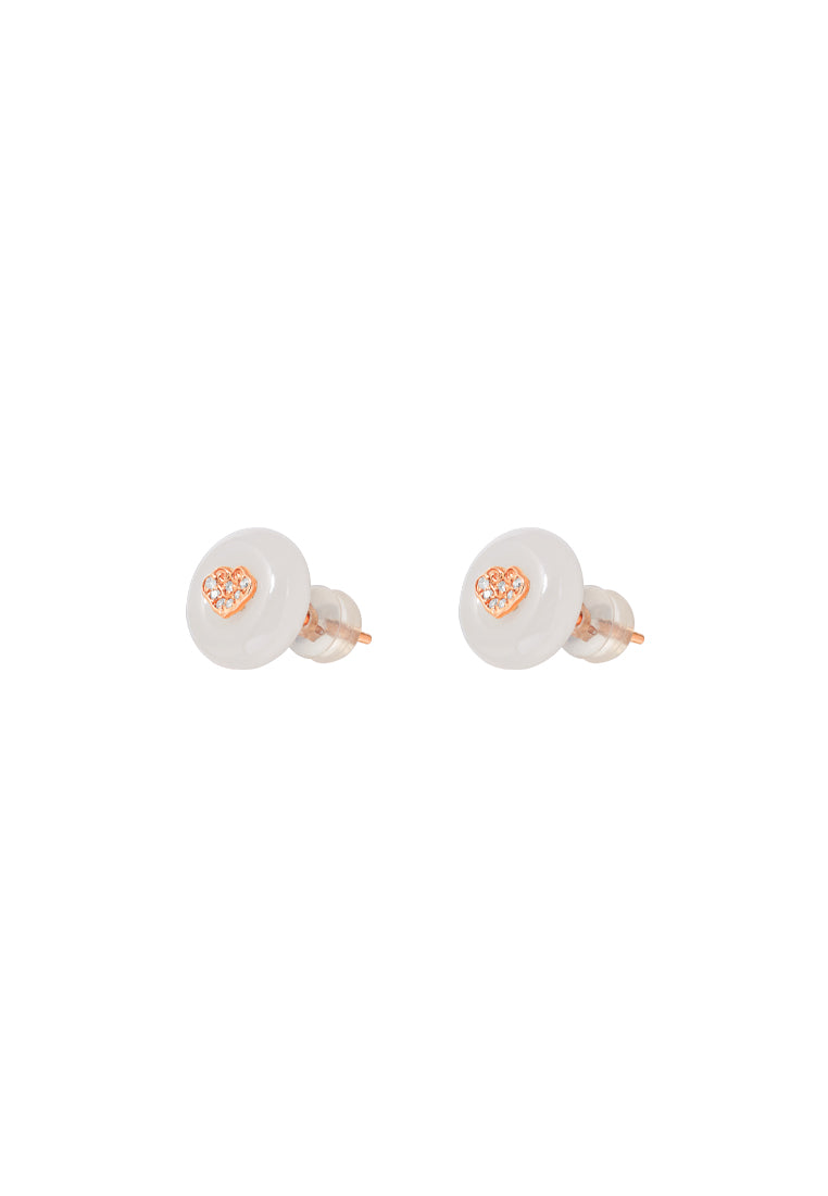 TOMEI Nephrite Collection Earrings, Rose Gold 750