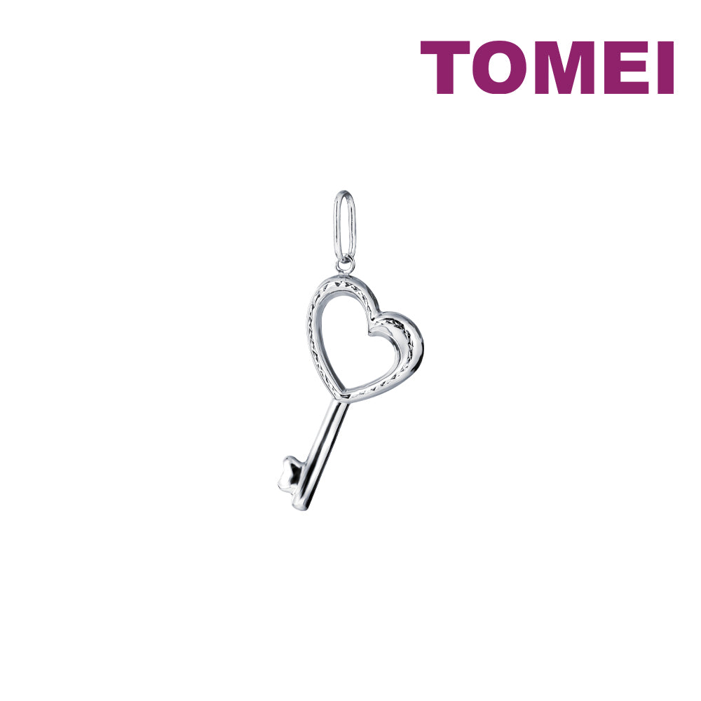 TOMEI Key Love Pendant, White Gold 750