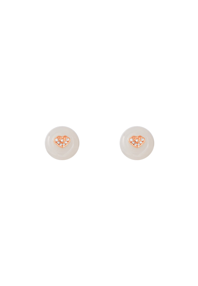 TOMEI Nephrite Collection Earrings, Rose Gold 750