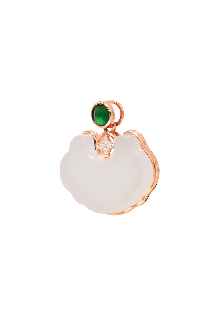 TOMEI Nephrite Collection Pendant, Rose Gold 750