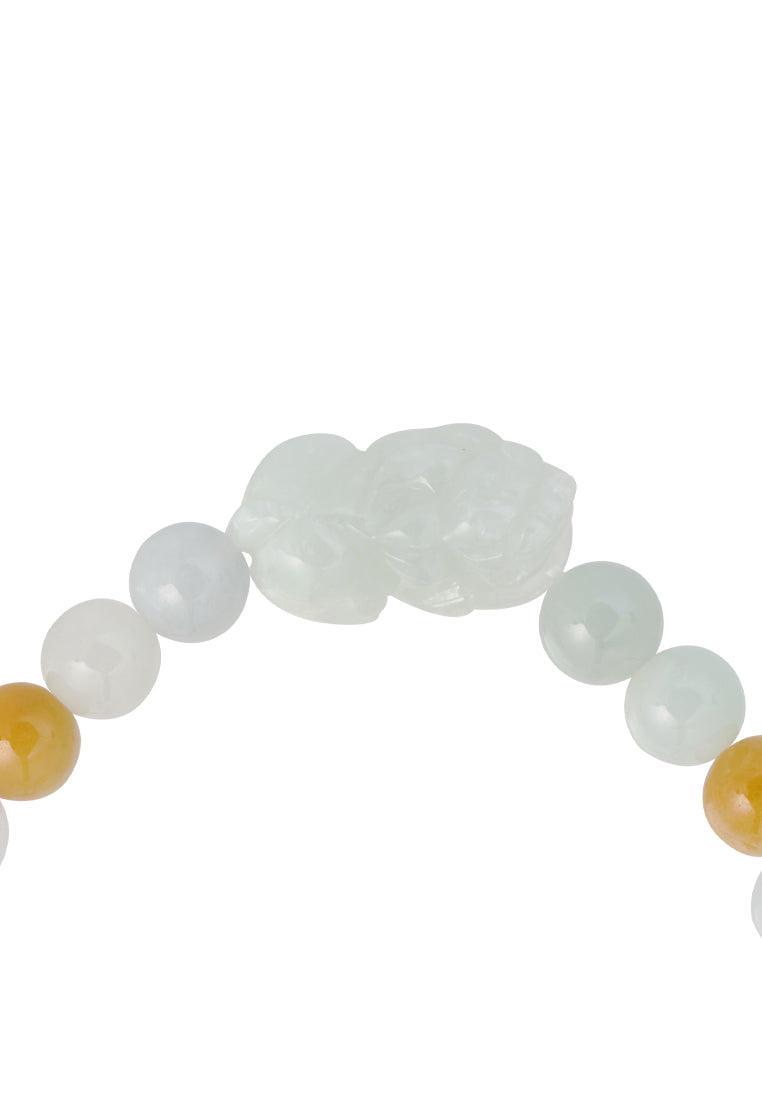 TOMEI 翡翠三彩貔貅 Palace Grace Natural Jade Bead With Pixiu Bracelet | Multi-Tone