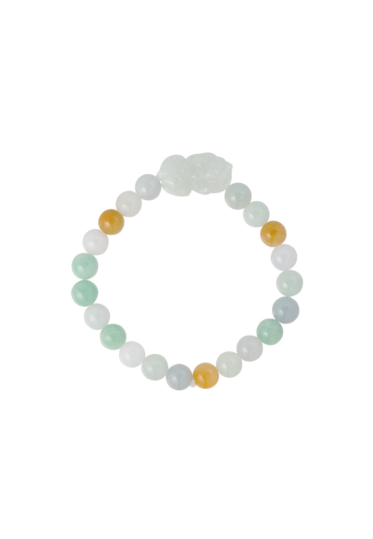 TOMEI 翡翠三彩貔貅 Palace Grace Natural Jade Bead With Pixiu Bracelet | Multi-Tone