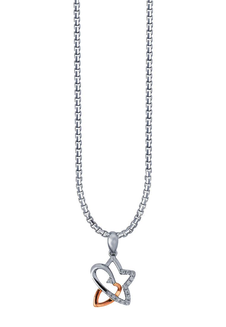 TOMEI Diamond Pendant Set, White+Rose Gold 585