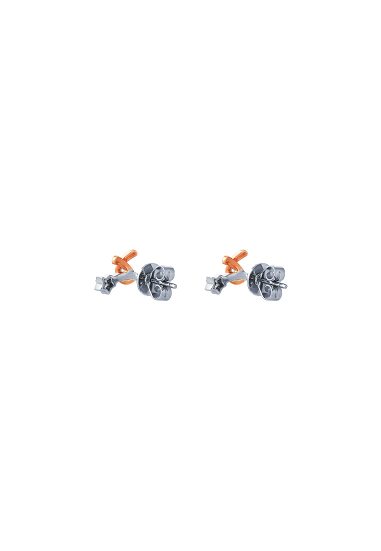 TOMEI Diamond Earrings, White+Rose Gold 585