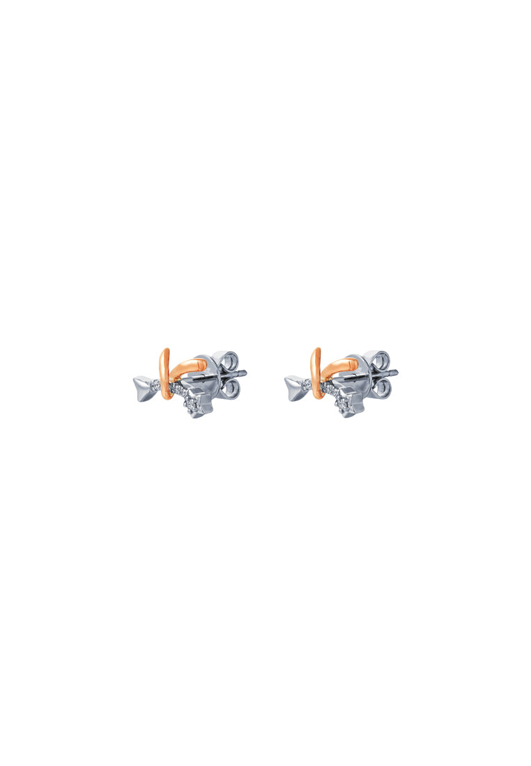 TOMEI Diamond Earrings, White+Rose Gold 585