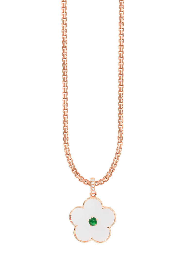 TOMEI Nephrite Collection Pendant, Rose Gold 750