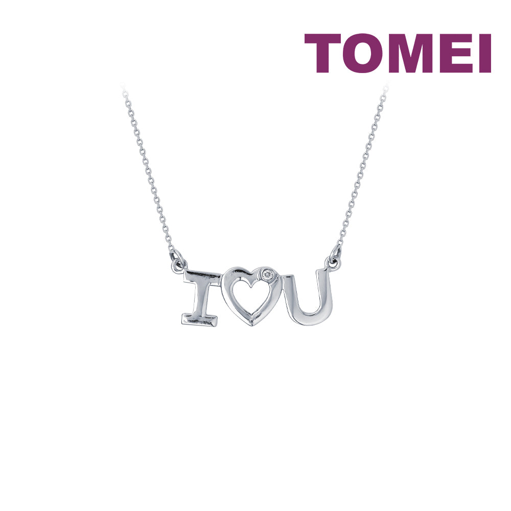 TOMEI I LOVE U Diamond Necklace, White Gold 375