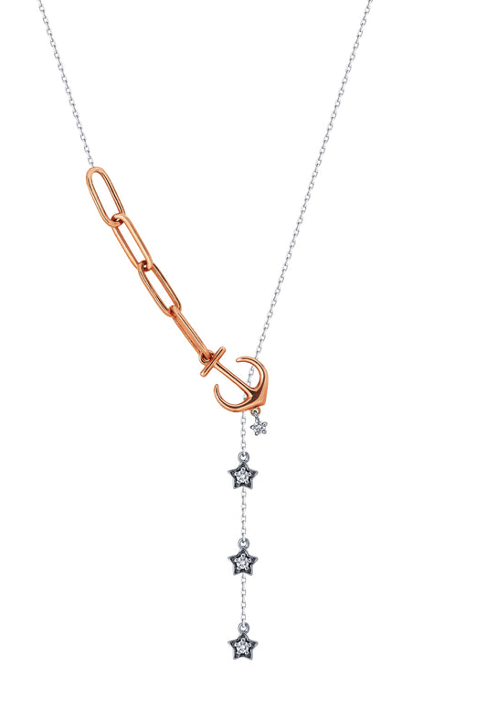 TOMEI Noel Artistry Collection Diamond Necklace, White+Rose Gold 585