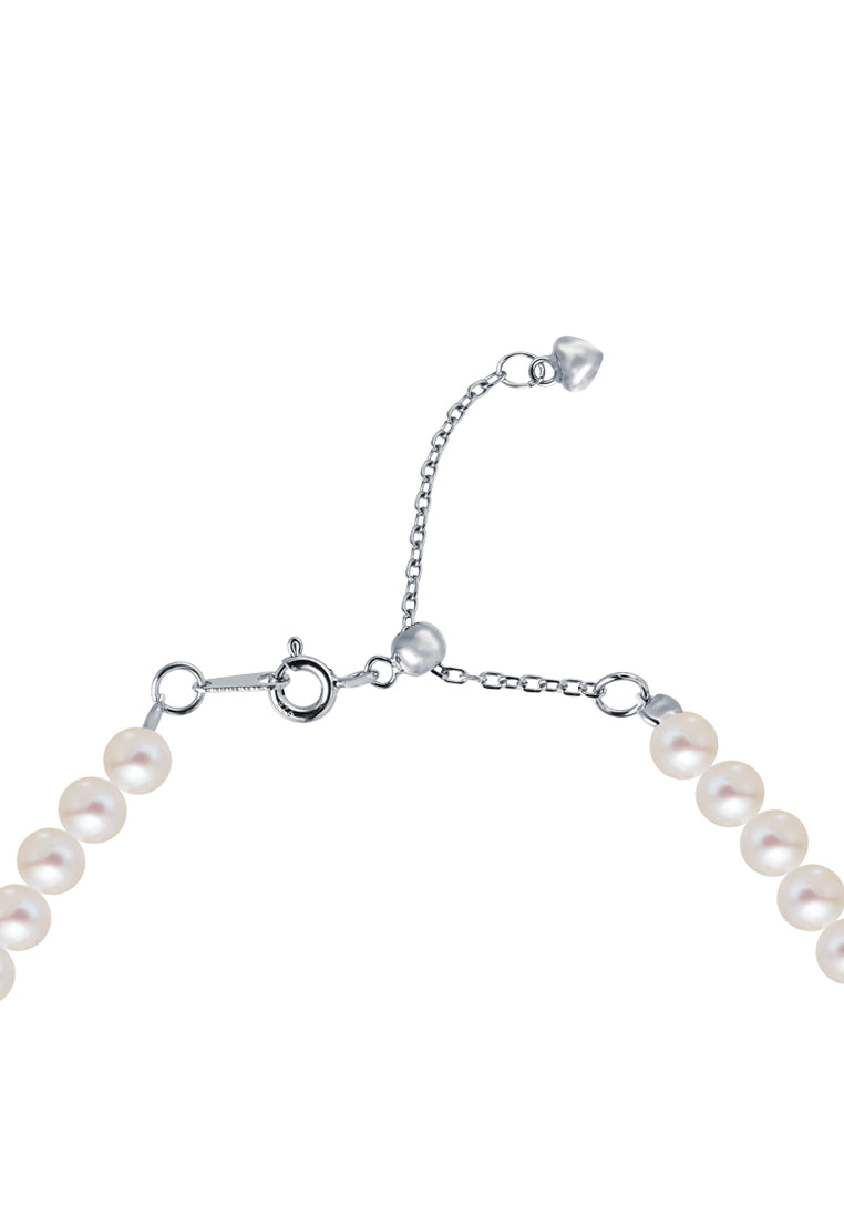 TOMEI Pearlfect Love Single Strand White Pearl Bracelet
