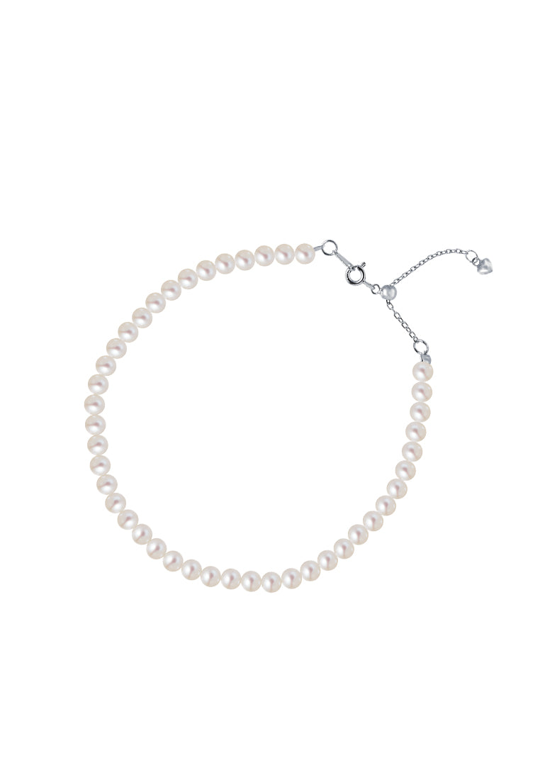TOMEI Pearlfect Love Single Strand White Pearl Bracelet