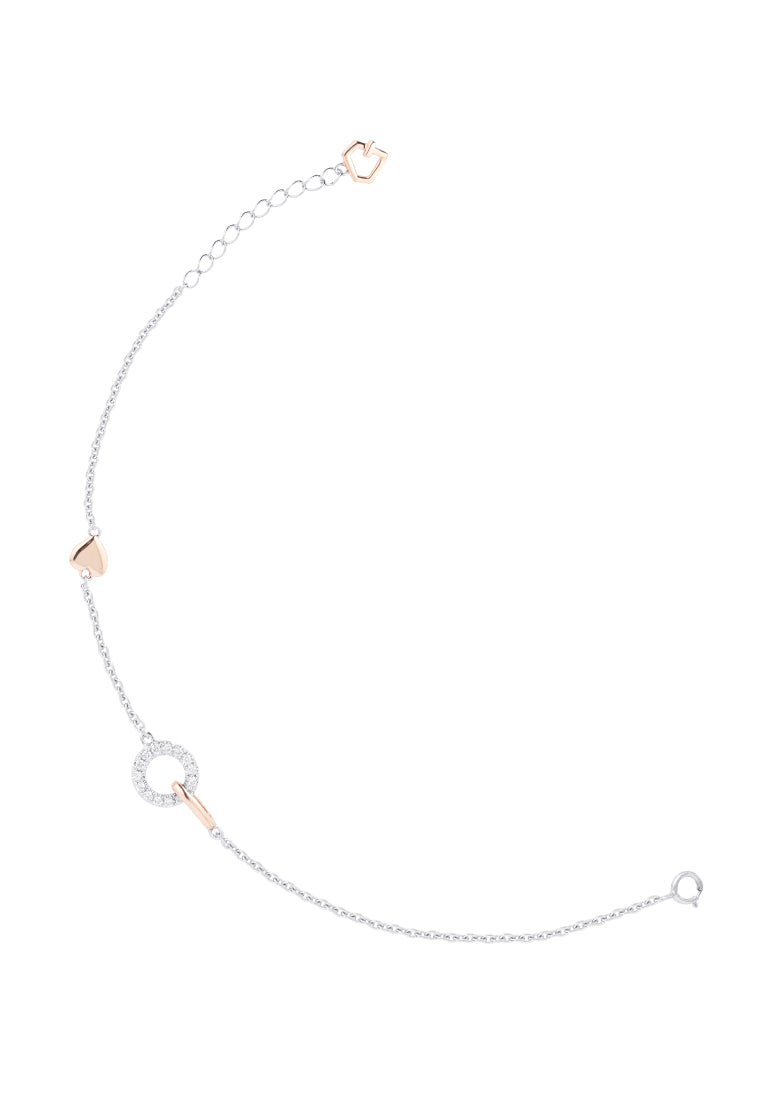 TOMEI Minimalist Diamond Bracelet, White+Rose Gold 585
