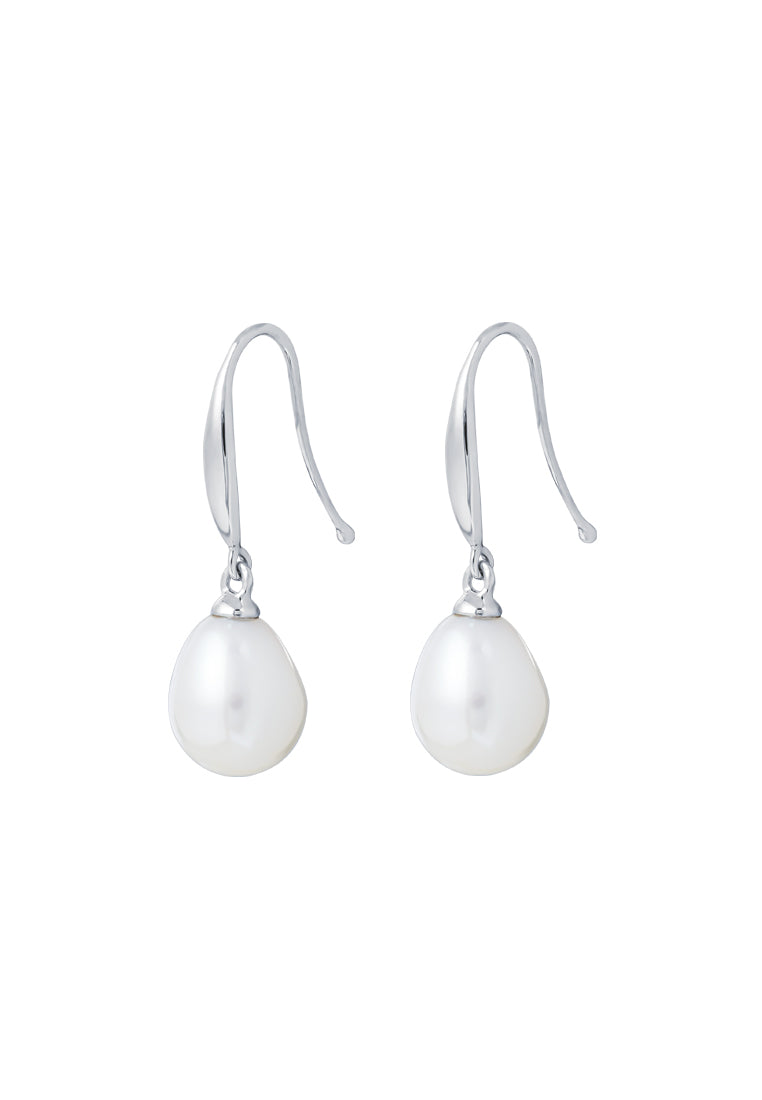 TOMEI Pearlfect Love Pearl Dangle Earrings, White Gold 585