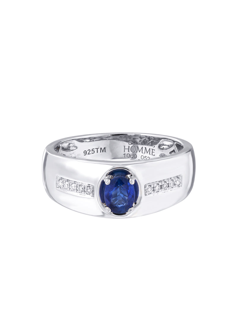 TOMEI Homme Series, Sapphire Silver Ring For Men