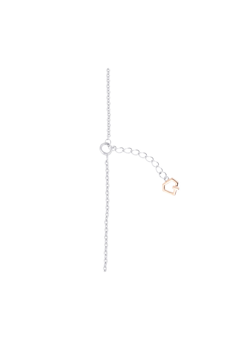 TOMEI Minimalist Diamond Bracelet, White+Rose Gold 585
