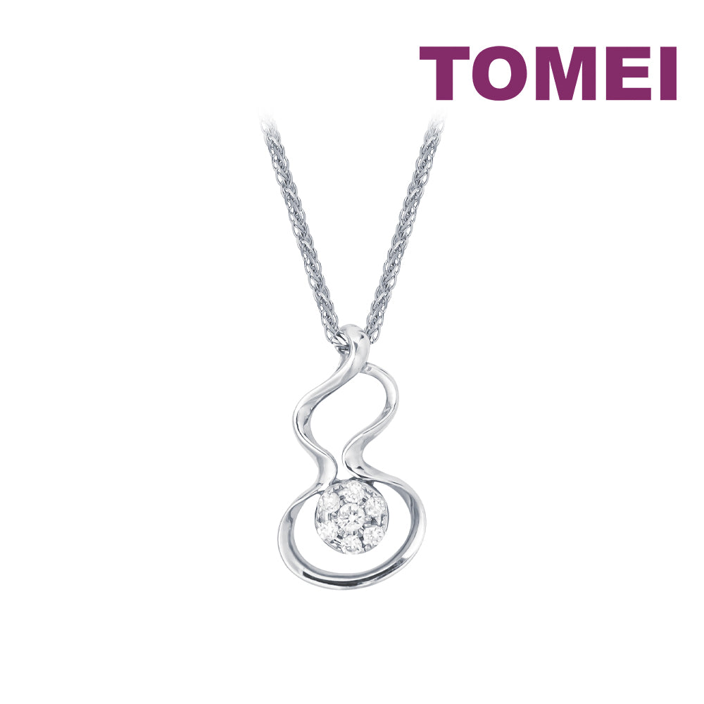 TOMEI Lucky Gourd Diamond Pendant Set, White Gold 375