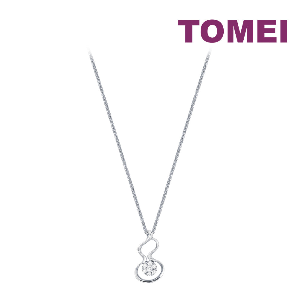 TOMEI Lucky Gourd Diamond Pendant Set, White Gold 375