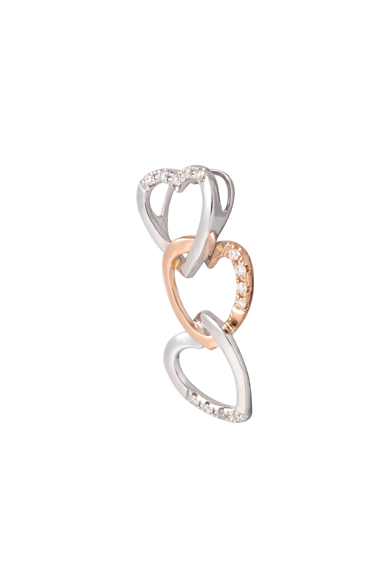 TOMEI Triple Linked Hearts Pendant Set, White Gold