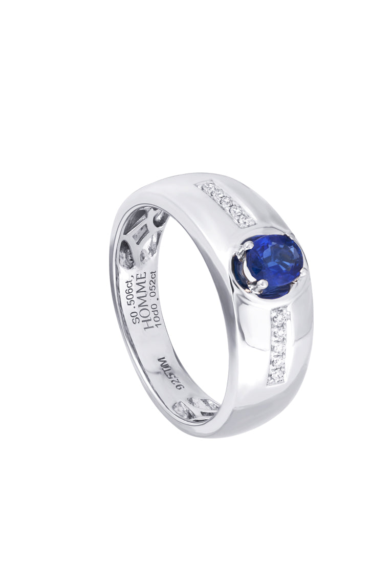 TOMEI Homme Series, Sapphire Silver Ring For Men