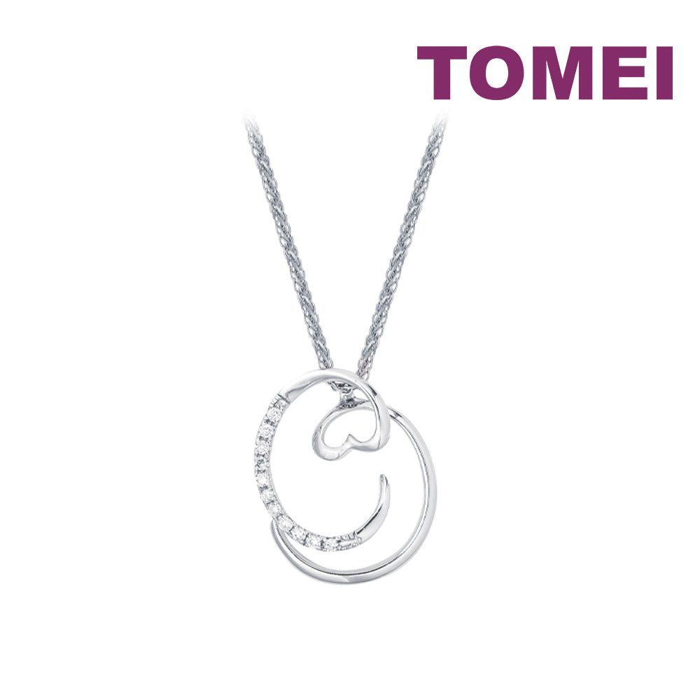 TOMEI Diamond Pendant Set, White Gold 375