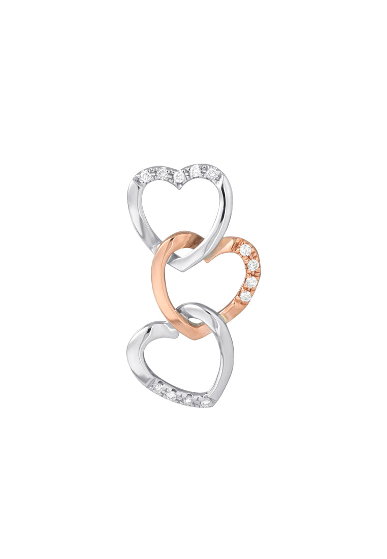 TOMEI Triple Linked Hearts Pendant Set, White Gold
