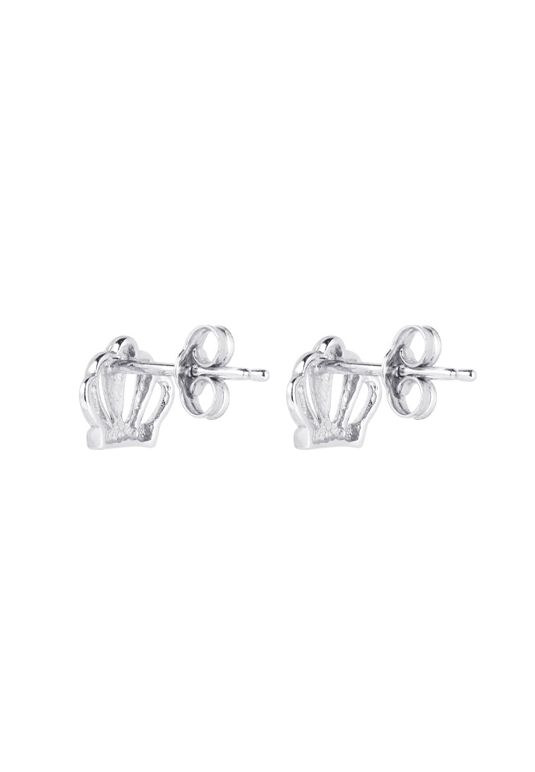 TOMEI Crown Earrings, White Gold 585
