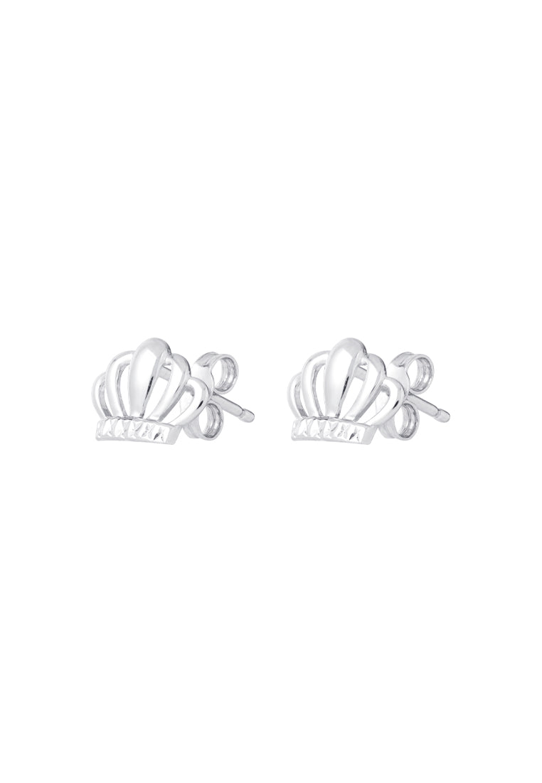 TOMEI Crown Earrings, White Gold 585