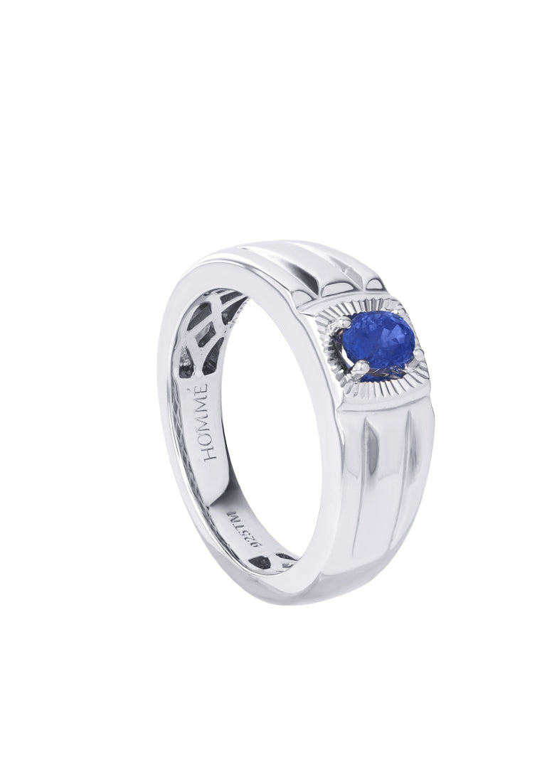 TOMEI Homme Series, Sapphire Silver Ring For Men
