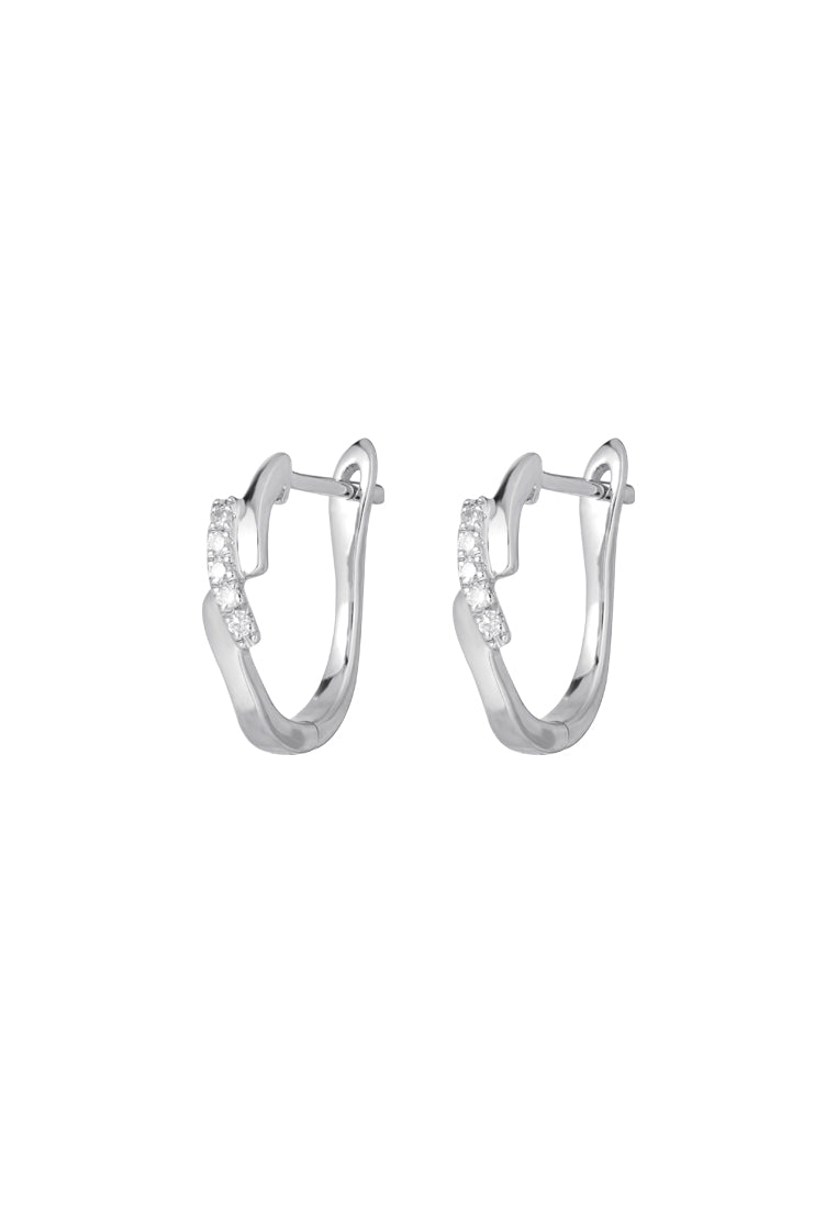 TOMEI Diamond Hoop Earrings, White Gold 585