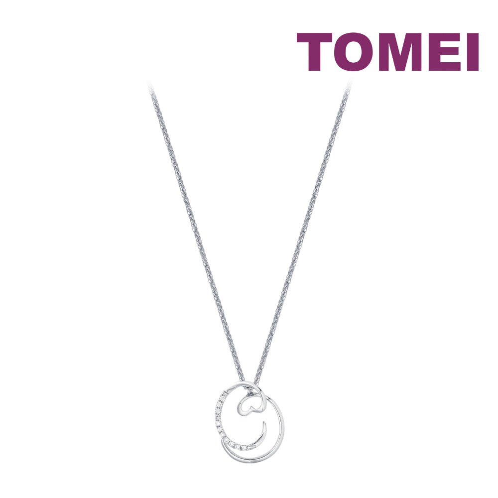 TOMEI Diamond Pendant Set, White Gold 375