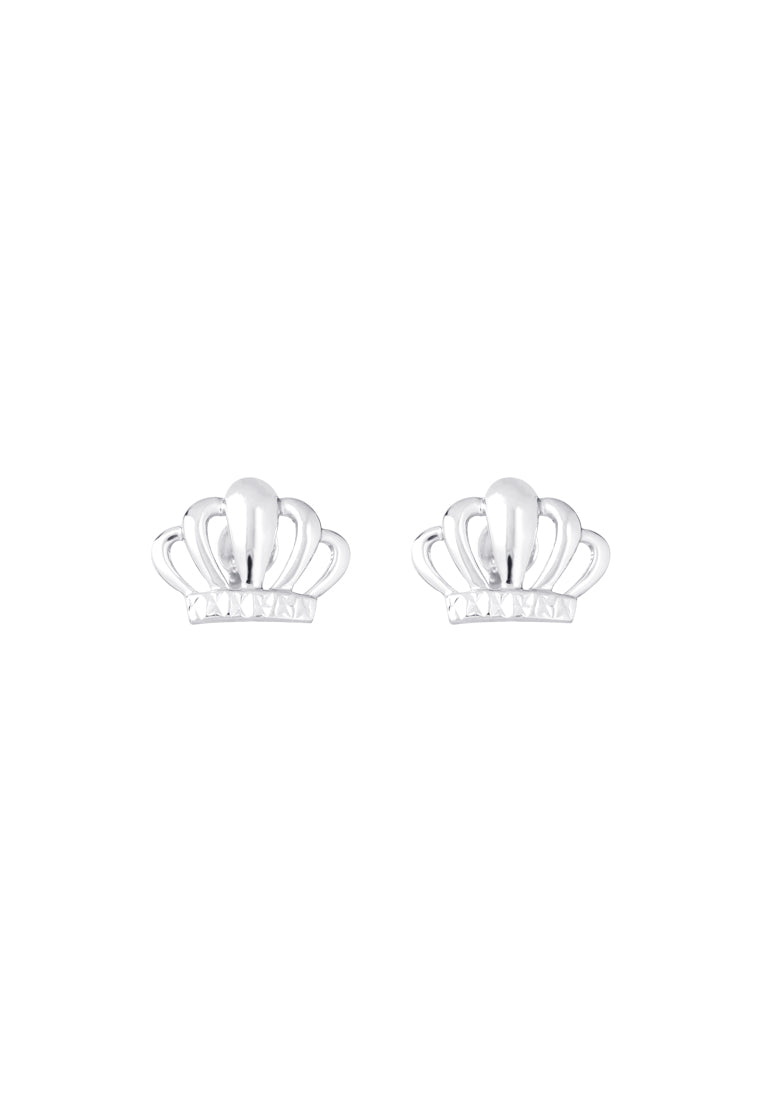 TOMEI Crown Earrings, White Gold 585