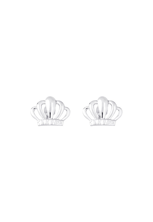 TOMEI Crown Earrings, White Gold 585
