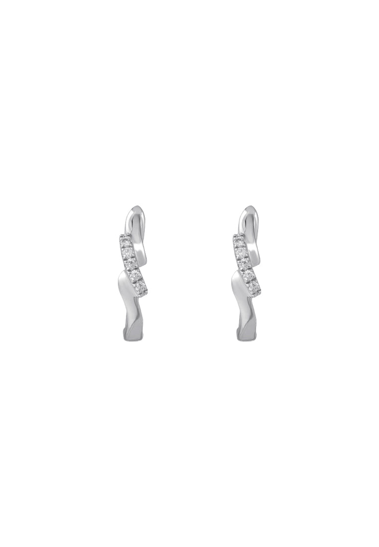 TOMEI Diamond Hoop Earrings, White Gold 585