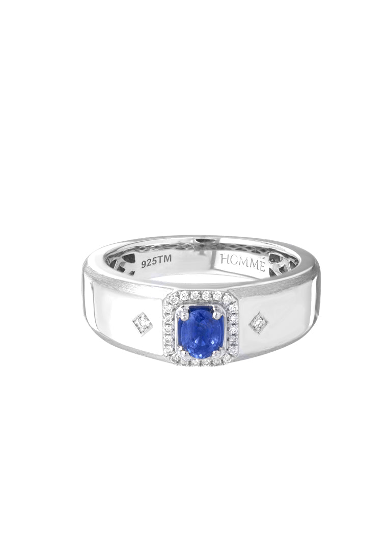 TOMEI Homme Series, Sapphire Silver Ring For Men