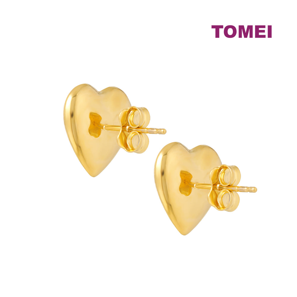 TOMEI Lusso Italia Dual-Tone Full Heart Earrings, Yellow Gold 916