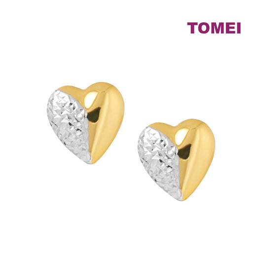TOMEI Lusso Italia Dual-Tone Full Heart Earrings, Yellow Gold 916