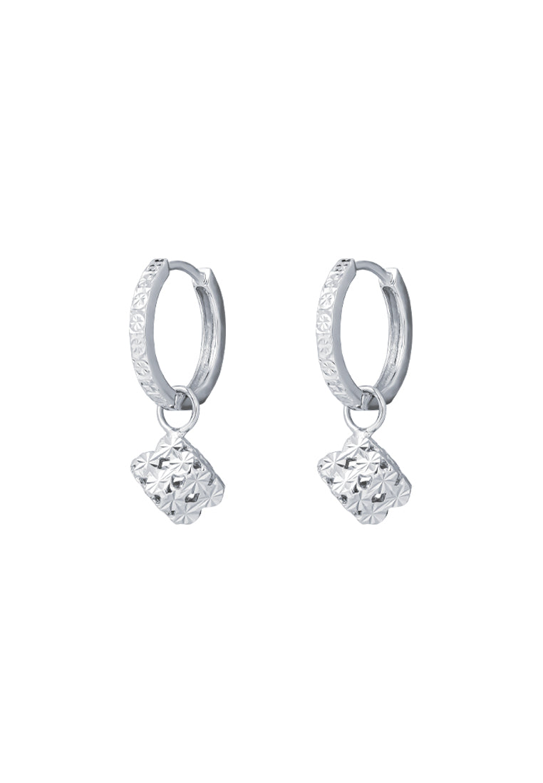 TOMEI Quadrated Luminosity Duo Earrings, White Gold 585