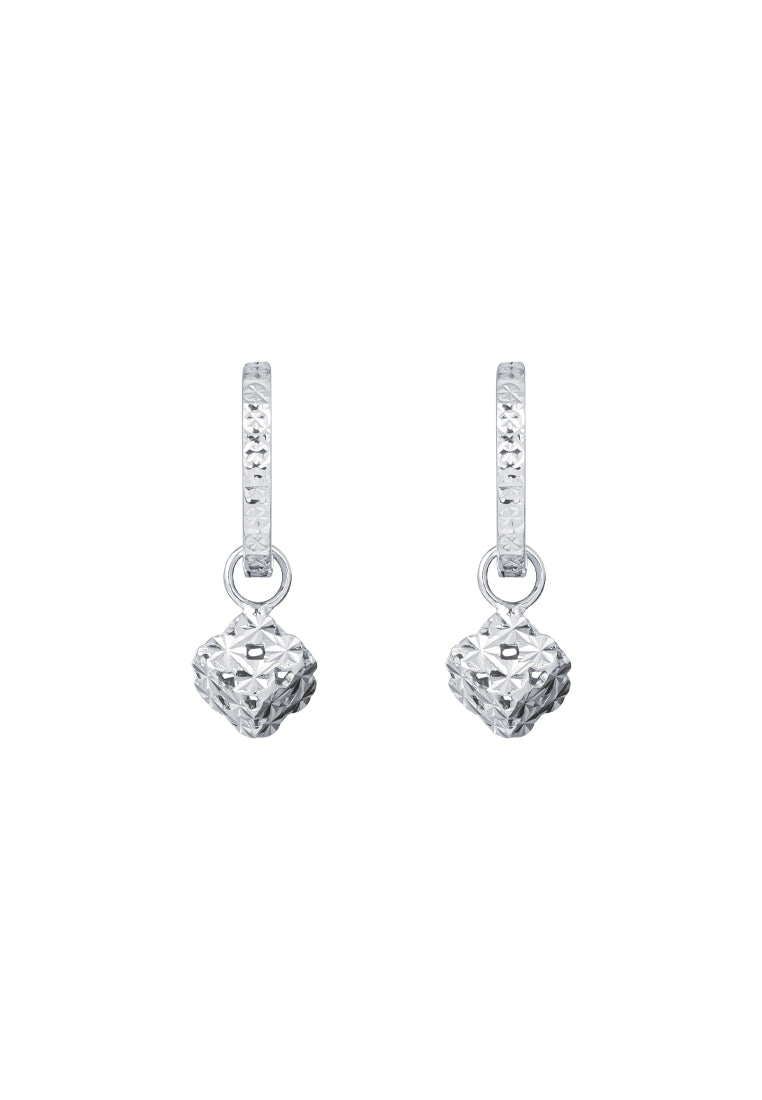 TOMEI Quadrated Luminosity Duo Earrings, White Gold 585