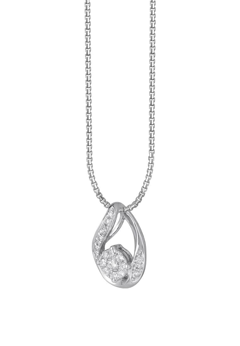 TOMEI Diamond Pendant Set, White Gold 585