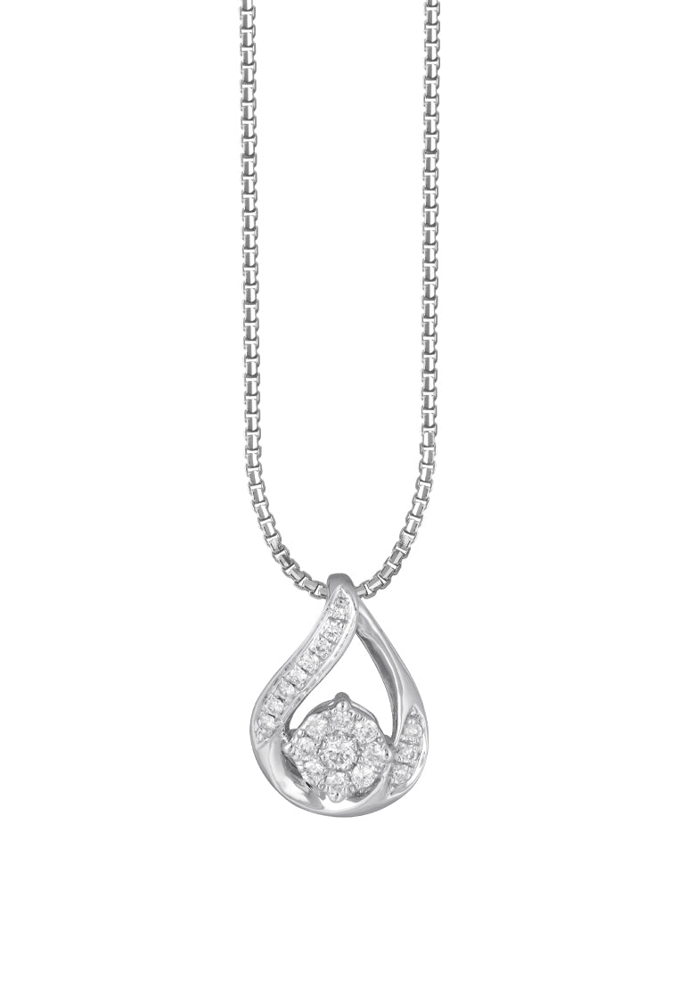 TOMEI Diamond Pendant Set, White Gold 585