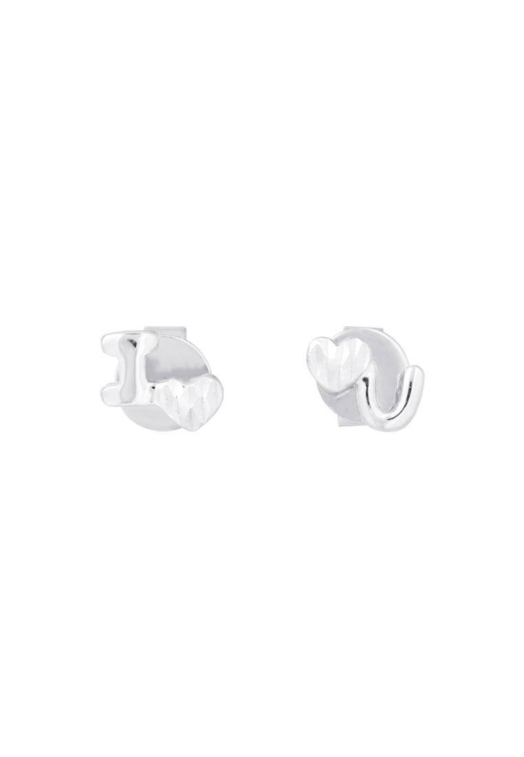 TOMEI I Love U Earrings, White Gold 585