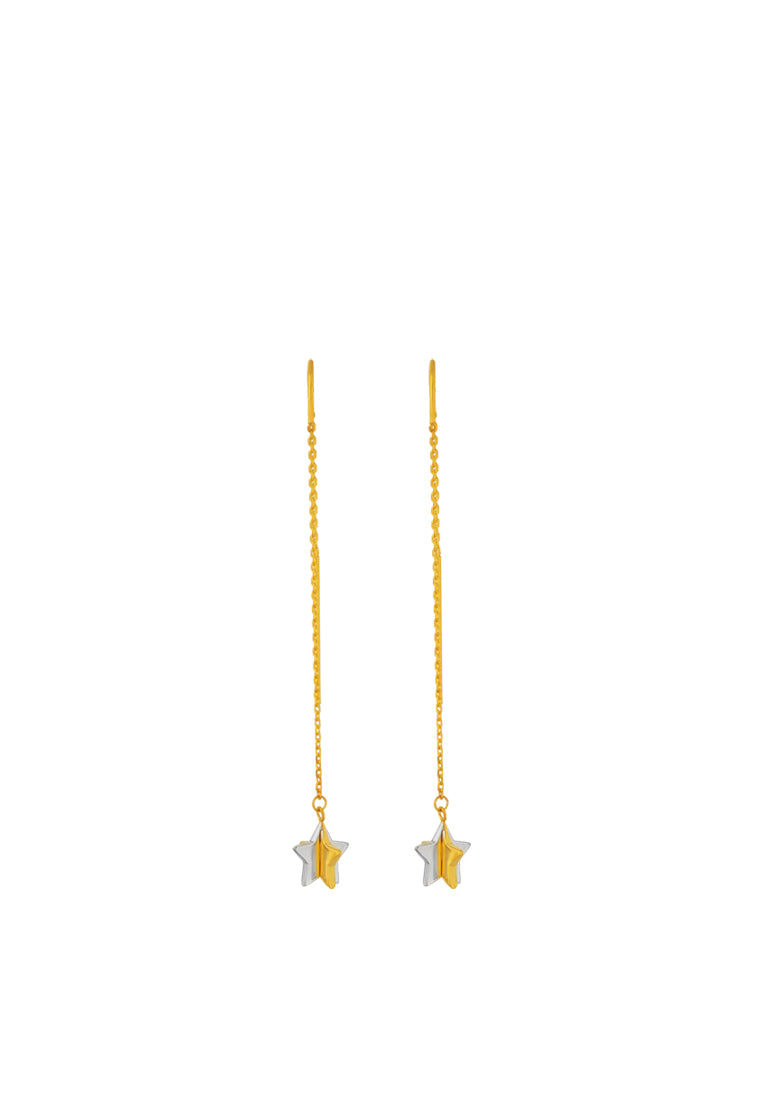 TOMEI Dual-Tone Lusso Italia Twinkly Stars Earrings, Yellow Gold 916