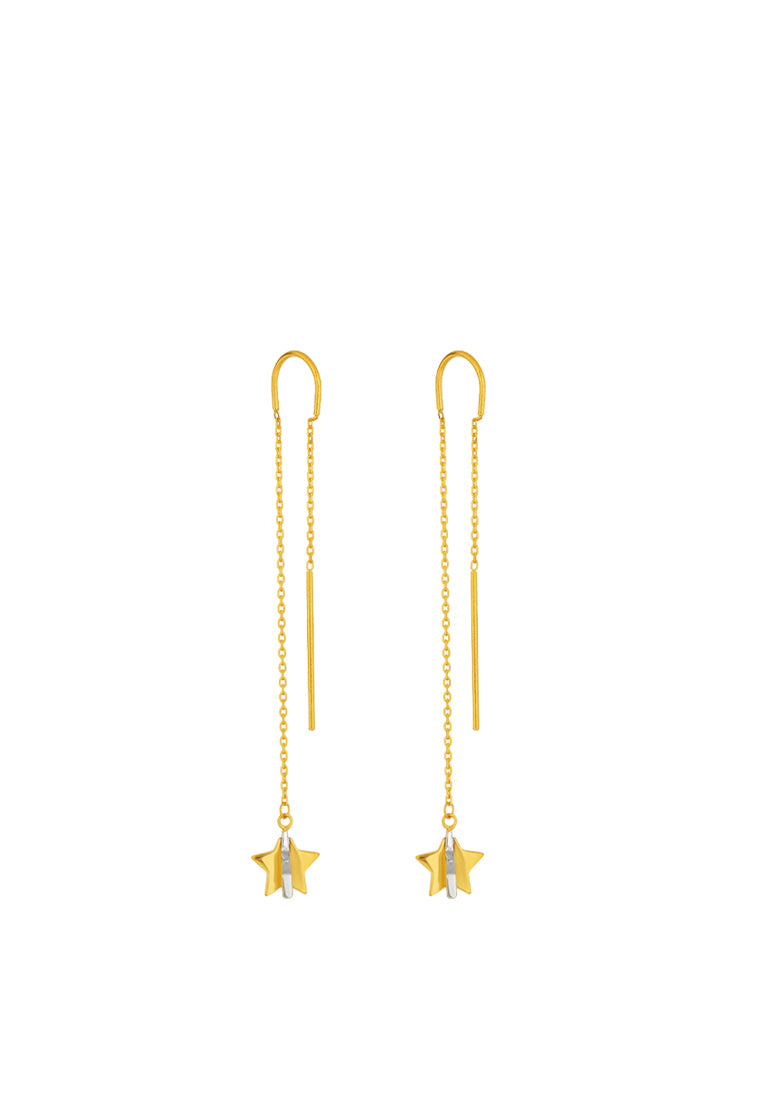 TOMEI Dual-Tone Lusso Italia Twinkly Stars Earrings, Yellow Gold 916