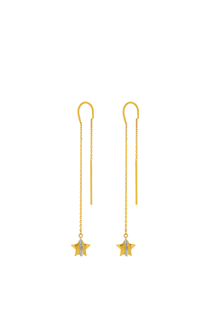 TOMEI Dual-Tone Lusso Italia Twinkly Stars Earrings, Yellow Gold 916