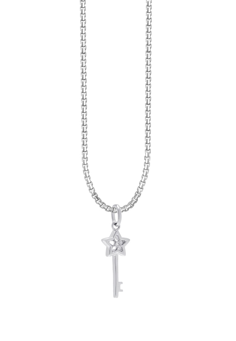 TOMEI Key Pendant Set, White Gold 585