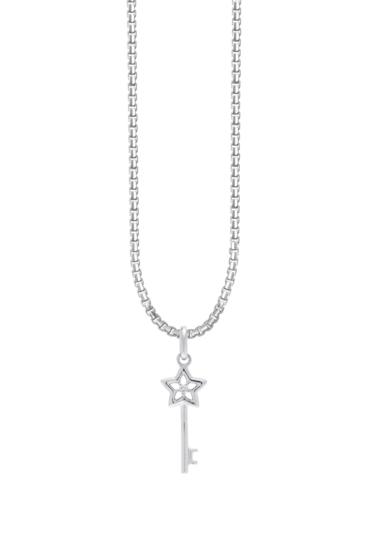 TOMEI Key Pendant Set, White Gold 585