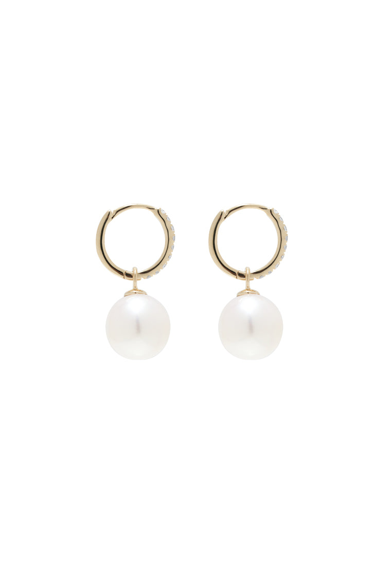 TOMEI Souly Bewitched Pearl Earrings, White/Yellow Gold 585 (E802)