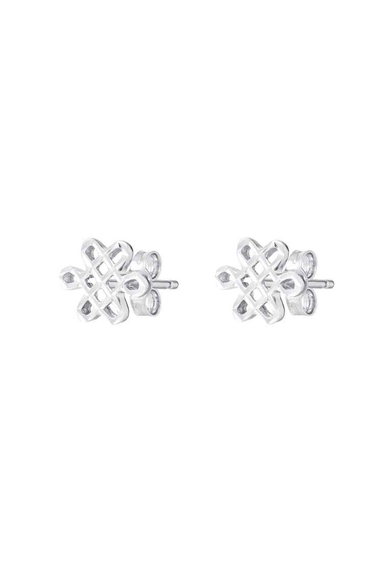 TOMEI Blissful Knot Earrings, White Gold 585