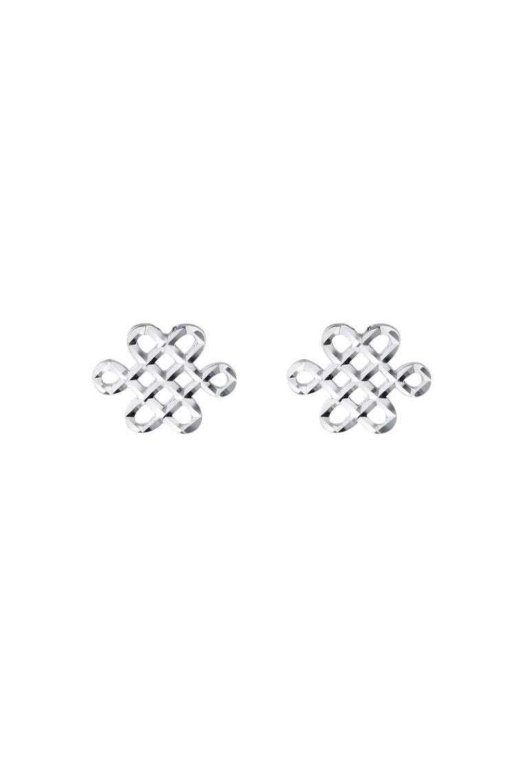 TOMEI Blissful Knot Earrings, White Gold 585