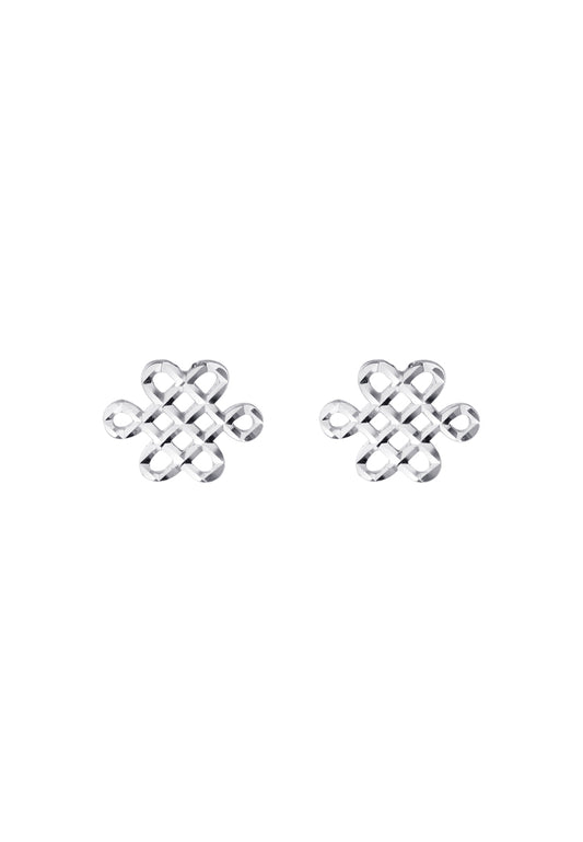 TOMEI Blissful Knot Earrings, White Gold 585